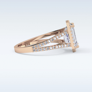 3.1 CT Halo & Split Shank Engagement Ring Featuring Emerald Moissanite