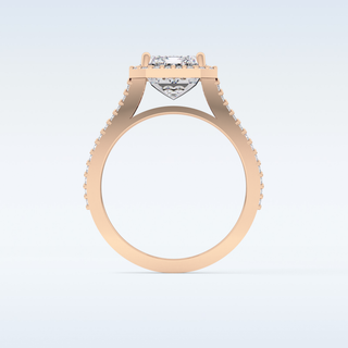 3.1 CT Halo & Split Shank Engagement Ring Featuring Emerald Moissanite