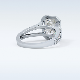 3.1 CT Halo & Split Shank Engagement Ring Featuring Emerald Moissanite