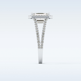 3.1 CT Halo & Split Shank Engagement Ring Featuring Emerald Moissanite