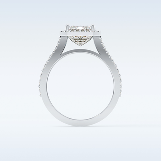 3.1 CT Halo & Split Shank Engagement Ring Featuring Emerald Moissanite