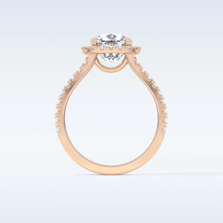 3.28 CT Halo & Split  Shank Engagement Ring Featuring Cushion Moissanite