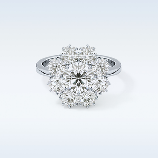 1.34 CT Halo Engagement Ring Featuring Round Moissanite