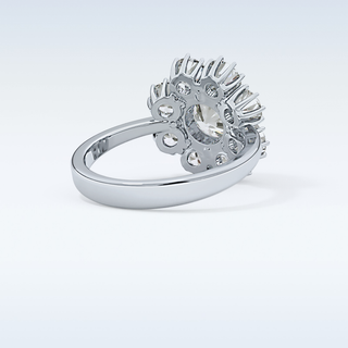 1.34 CT Halo Engagement Ring Featuring Round Moissanite