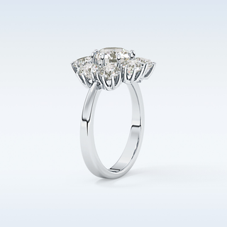 1.34 CT Halo Engagement Ring Featuring Round Moissanite