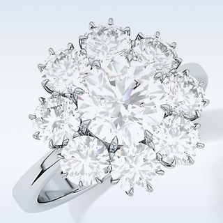 1.34 CT Halo Engagement Ring Featuring Round Moissanite