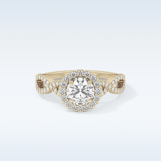 0.8 CT Double Halo & Twisted Pave Engagement Ring Featuring Round Moissanite