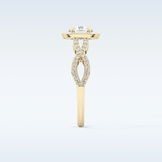 0.8 CT Double Halo & Twisted Pave Engagement Ring Featuring Round Moissanite