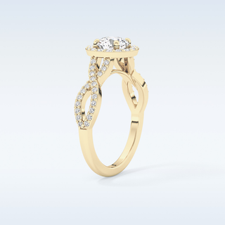0.8 CT Double Halo & Twisted Pave Engagement Ring Featuring Round Moissanite