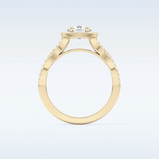 0.8 CT Double Halo & Twisted Pave Engagement Ring Featuring Round Moissanite