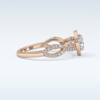 0.8 CT Double Halo & Twisted Pave Engagement Ring Featuring Round Moissanite