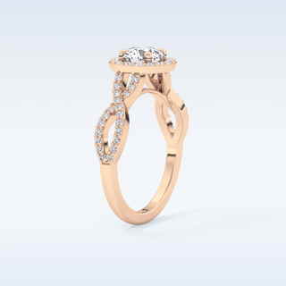 0.8 CT Double Halo & Twisted Pave Engagement Ring Featuring Round Moissanite