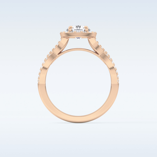 0.8 CT Double Halo & Twisted Pave Engagement Ring Featuring Round Moissanite