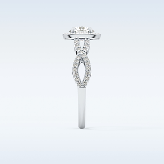0.8 CT Double Halo & Twisted Pave Engagement Ring Featuring Round Moissanite