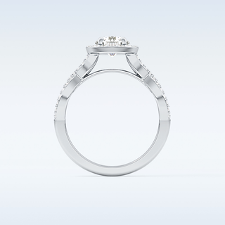 0.8 CT Double Halo & Twisted Pave Engagement Ring Featuring Round Moissanite