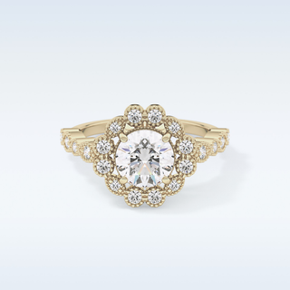 1.34 CT Halo & Pave Engagement Ring Featuring Round Moissanite