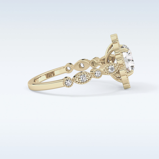 1.34 CT Halo & Pave Engagement Ring Featuring Round Moissanite