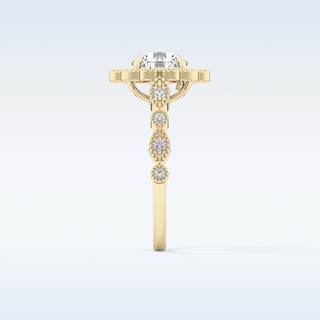 1.34 CT Halo & Pave Engagement Ring Featuring Round Moissanite