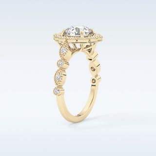 1.34 CT Halo & Pave Engagement Ring Featuring Round Moissanite