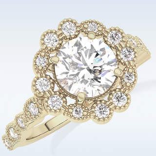 1.34 CT Halo & Pave Engagement Ring Featuring Round Moissanite