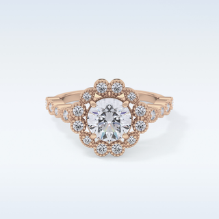 1.34 CT Halo & Pave Engagement Ring Featuring Round Moissanite