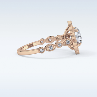 1.34 CT Halo & Pave Engagement Ring Featuring Round Moissanite