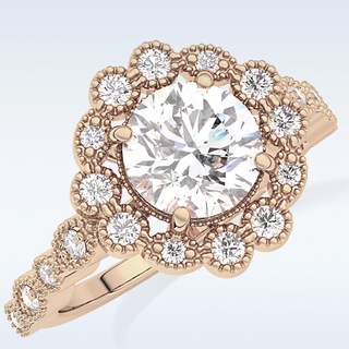 1.34 CT Halo & Pave Engagement Ring Featuring Round Moissanite