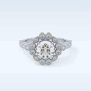 1.34 CT Halo & Pave Engagement Ring Featuring Round Moissanite
