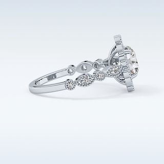 1.34 CT Halo & Pave Engagement Ring Featuring Round Moissanite