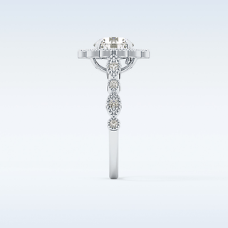 1.34 CT Halo & Pave Engagement Ring Featuring Round Moissanite