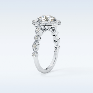 1.34 CT Halo & Pave Engagement Ring Featuring Round Moissanite