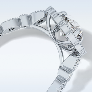 1.34 CT Halo & Pave Engagement Ring Featuring Round Moissanite