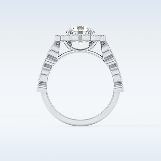 1.34 CT Halo & Pave Engagement Ring Featuring Round Moissanite