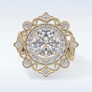 4.14 CT Vintage Cluster Engagement Ring Featuring Round Moissanite