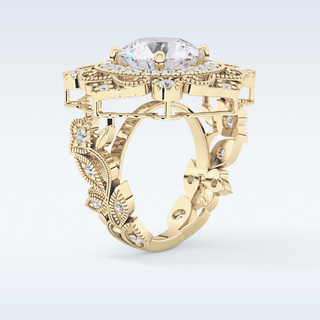 4.14 CT Vintage Cluster Engagement Ring Featuring Round Moissanite