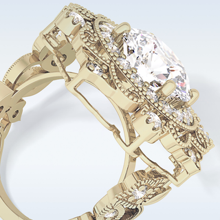 4.14 CT Vintage Cluster Engagement Ring Featuring Round Moissanite