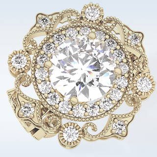 4.14 CT Vintage Cluster Engagement Ring Featuring Round Moissanite