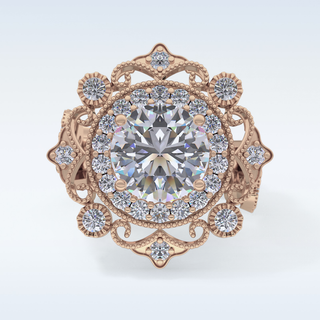 4.14 CT Vintage Cluster Engagement Ring Featuring Round Moissanite
