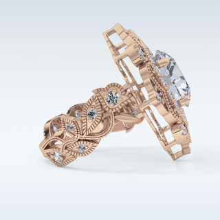4.14 CT Vintage Cluster Engagement Ring Featuring Round Moissanite