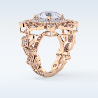 4.14 CT Vintage Cluster Engagement Ring Featuring Round Moissanite