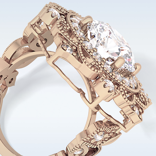 4.14 CT Vintage Cluster Engagement Ring Featuring Round Moissanite