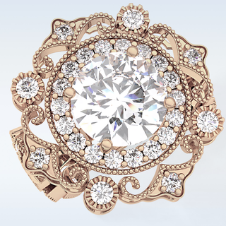 4.14 CT Vintage Cluster Engagement Ring Featuring Round Moissanite
