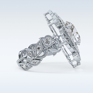 4.14 CT Vintage Cluster Engagement Ring Featuring Round Moissanite
