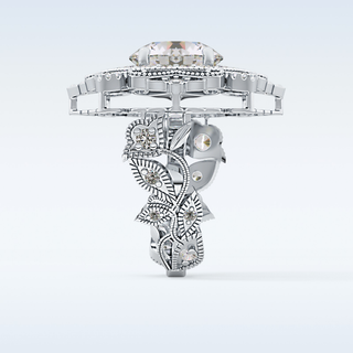 4.14 CT Vintage Cluster Engagement Ring Featuring Round Moissanite