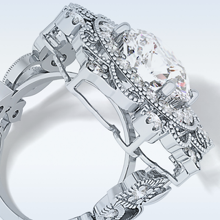 4.14 CT Vintage Cluster Engagement Ring Featuring Round Moissanite