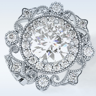4.14 CT Vintage Cluster Engagement Ring Featuring Round Moissanite