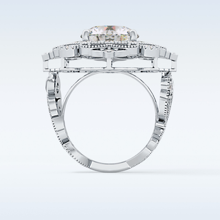 4.14 CT Vintage Cluster Engagement Ring Featuring Round Moissanite