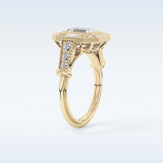 1.13 CT Vintage Pave Engagement Ring Featuring Emerald Moissanite
