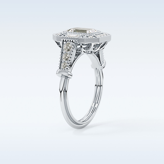 1.13 CT Vintage Pave Engagement Ring Featuring Emerald Moissanite