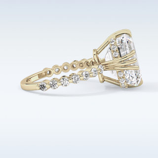 7.74 CT Hidden Halo & Pave Engagement Ring Featuring Emerald Moissanite